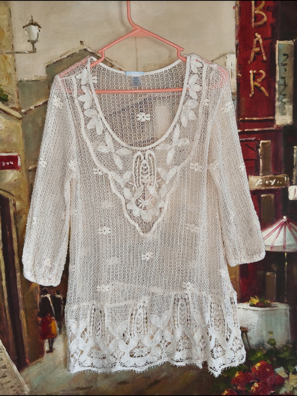 Eberjey Cream Crochet Cover Up